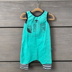 RAGS 6-12 month teal with owl print